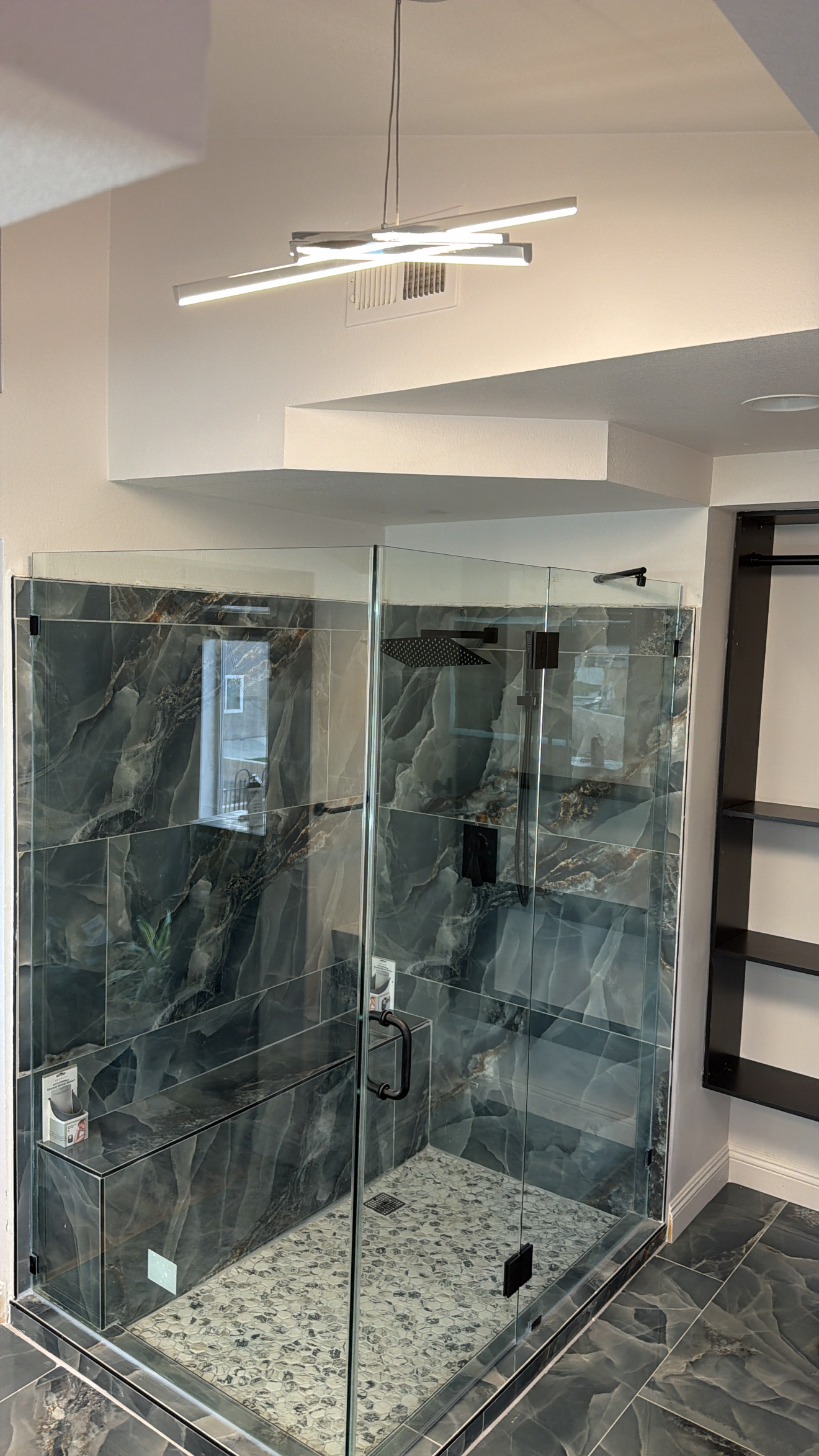 Completed frameless glass shower renovation